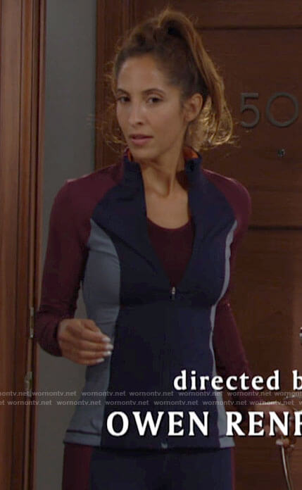 Lily's colorblock workout outfit on The Young and the Restless