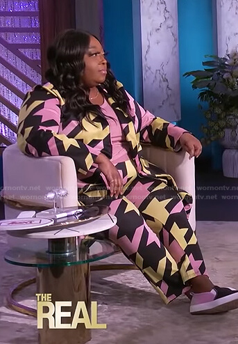 Loni's multicolor houndstooth jacket and pants on The Real