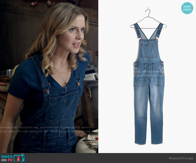 Madewell Skinny Crop Overalls worn by Sam (Rose McIver) on Ghosts