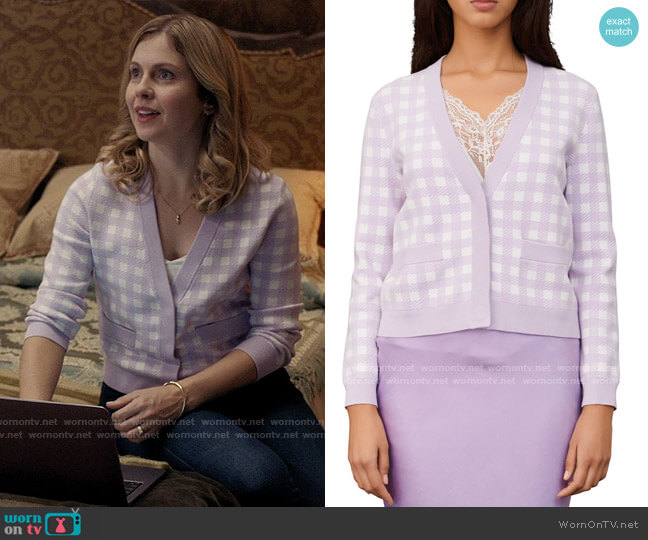 Maje Mystyle Checkered Cardigan worn by Sam (Rose McIver) on Ghosts