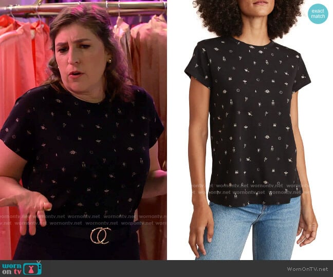 Marine Layer Black Mystic Slub Jersey Swing T-Shirt worn by Kat Silver (Mayim Bialik) on Call Me Kat