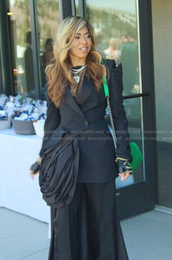 Mary's black draped blazer on The Real Housewives of Salt Lake City