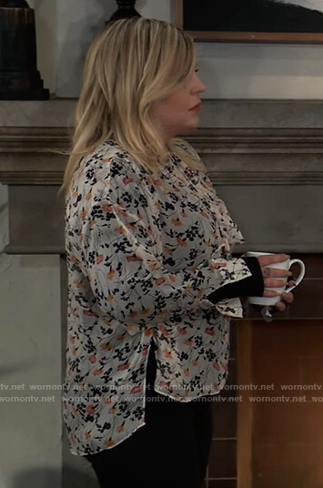 Maxie’s white floral print blouse on General Hospital