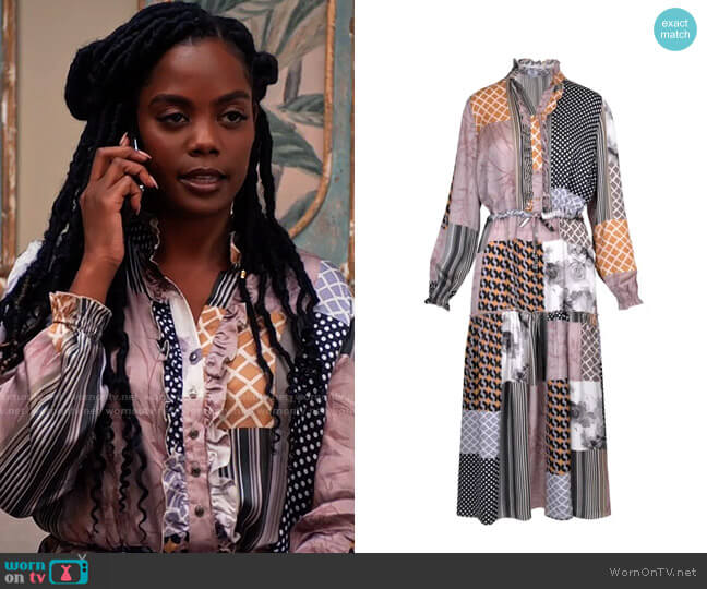 Mefese Patchwork Maxi Dress worn by Sabrina Hollins (Novi Brown) on Tyler Perrys Sistas