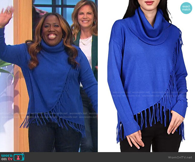 Fringe Cowl Neck Sweater by Michael Kors worn by Sheryl Underwood  on The Talk