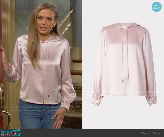 Milly Talia Hammered Satin Hoodie worn by Abby Newman (Melissa Ordway) on The Young & the Restless