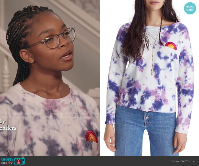 The Square Tie Dye Sweatshirt by Mother worn by Diane Johnson (Marsai Martin) on Black-ish