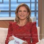 Natalie’s red space dye ruffle sweater on The Talk