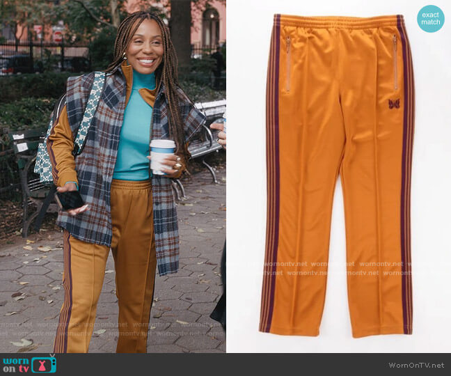 Two Toned Ziopped Pants by Needles worn by Dr. Nya Wallace (Karen Pittman) on And Just Like That