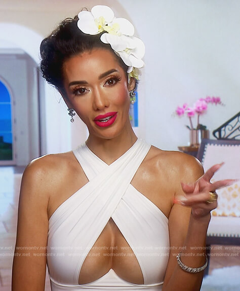 Noella’s white confessional top on The Real Housewives of Orange County