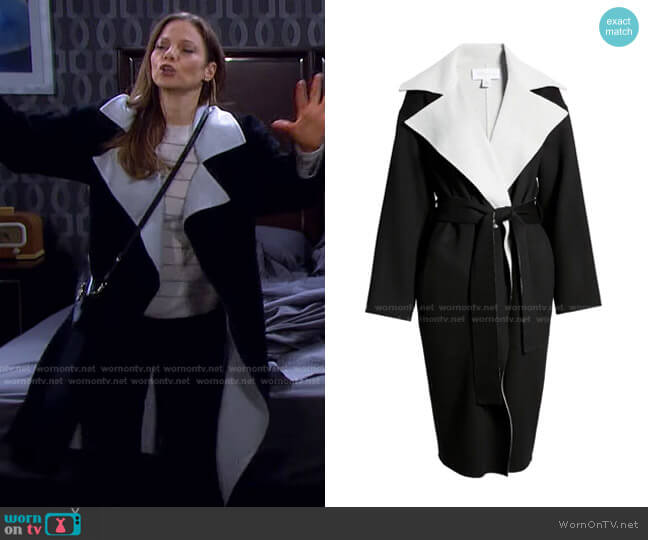 Waterfall Lapel Double Face Wool & Cashmere Coat by Nordstrom Signature worn by Ava Vitali (Tamara Braun ) on Days of our Lives