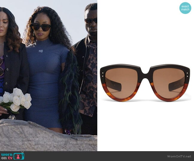 Y-Not Sunglasses by Oliver Goldsmith worn by Lauren Rice (Pepi Sonuga) on Queens