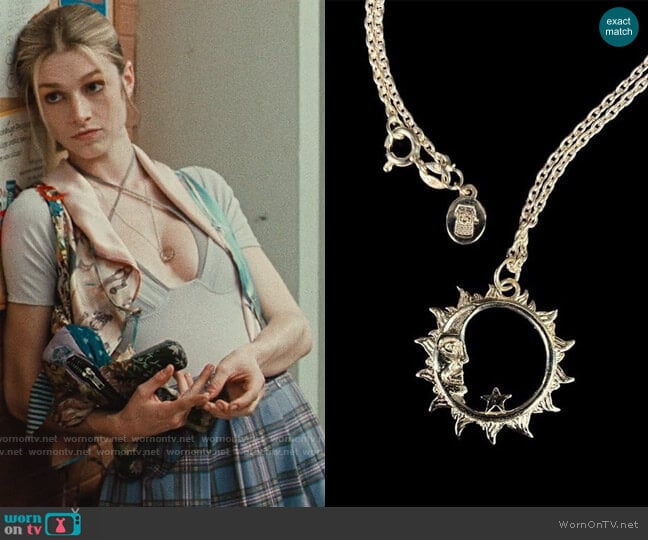 Online Ceramics Sun and Moon Necklace worn by Jules Vaughn (Hunter Schafer) on Euphoria