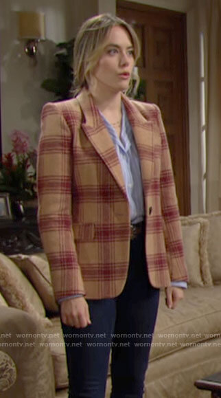 Hope’s plaid blazer on The Bold and the Beautiful
