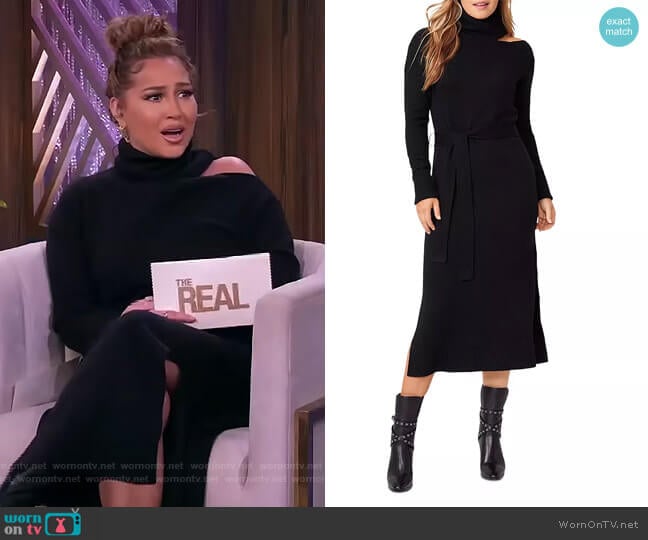 Raundi Cold Shoulder Sweater Dress by Paige worn by Adrienne Houghton on The Real