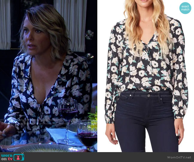 Lili Long Sleeve Floral Blouse by Paige worn by Nicole Walker (Arianne Zucker) on Days of our Lives