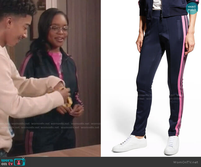 Skinny Zip-Cuff Track Pants by Pam & Gela worn by Diane Johnson (Marsai Martin) on Black-ish