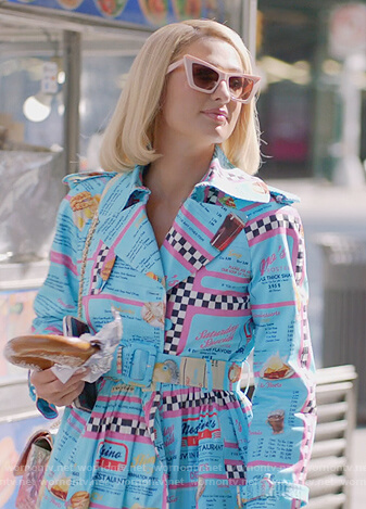 Paris's blue printed trench dress on Paris in Love