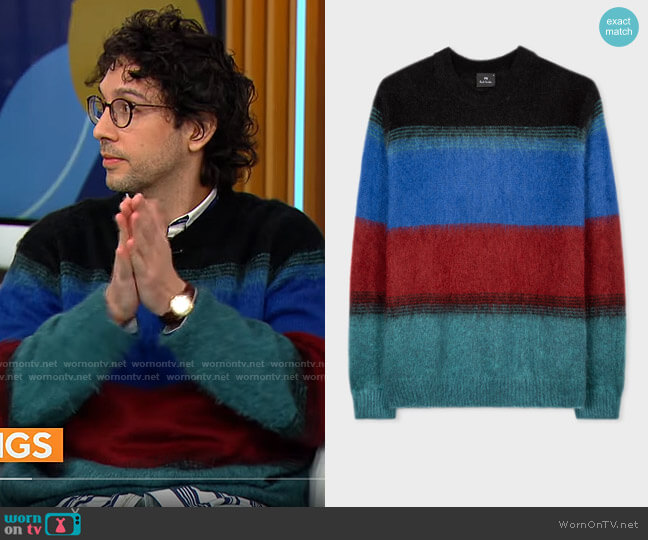 Paul Smith Black Mohair-Blend Stripe Sweater worn by Rick Glassman on CBS Mornings