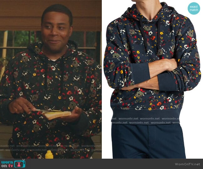 City Floral Print Hoodie Sweatshirt by Rag and Bone worn by Kenan Williams (Kenan Thompson) on Kenan