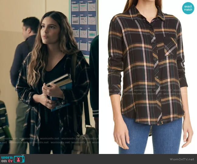 Rails Hunter Shirt in Midnight Teal / Mustard worn by Sarah Cushing (Inde Navarrette) on Superman and Lois