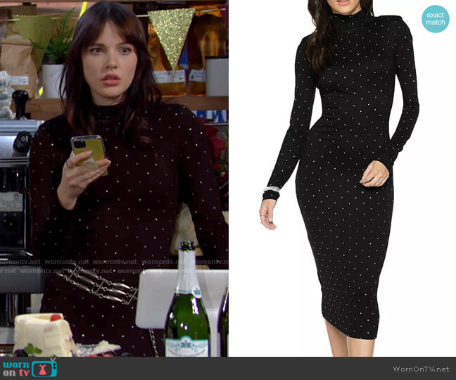 Ramy Brook Della Midi Dress worn by Tessa Porter (Cait Fairbanks) on The Young and the Restless