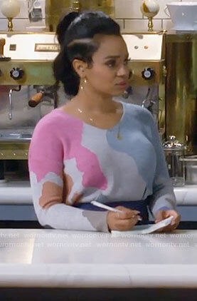 Randi's abstract print sweater on Call Me Kat