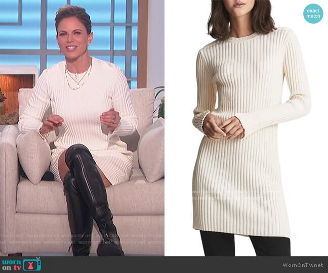 WornOnTV: Natalie’s white ribbed sweater dress on The Talk | Natalie ...