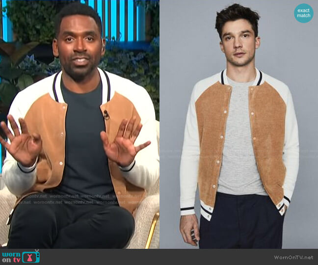 Towelling Bomber Jacket by Reiss worn by Justin Sylvester on E! News