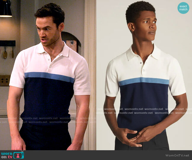 Reiss Christie Color Block Polo worn by Charlie (Tom Ainsley) on How I Met Your Father