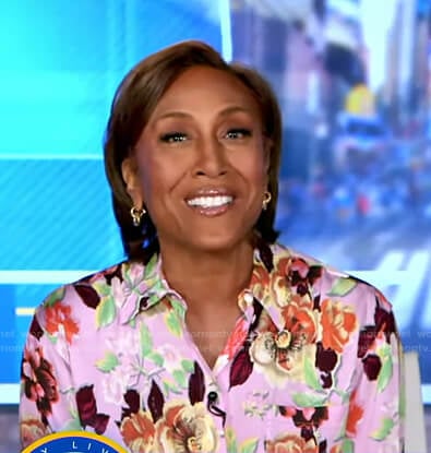 Robin’s pink floral blouse on Good Morning America