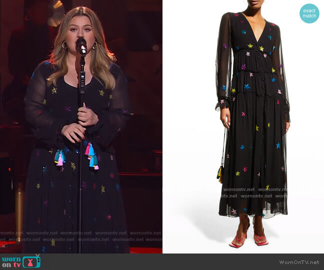 WornOnTV: Kelly’s black embellished star dress on The Kelly Clarkson ...