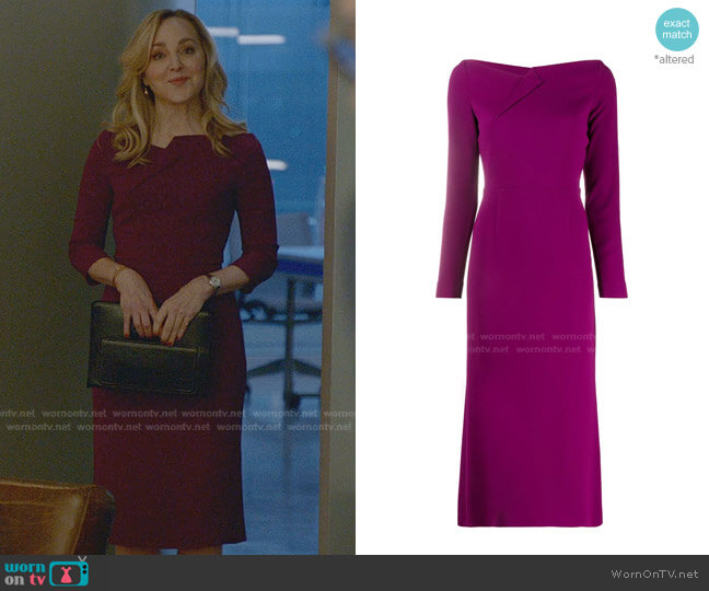 Boat Neck Fitted Dress by Roland Mouret worn by Marissa Morgan (Geneva Carr) on Bull