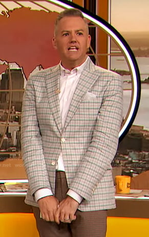 Ross Mathew’s grey plaid blazer on The Drew Barrymore Show