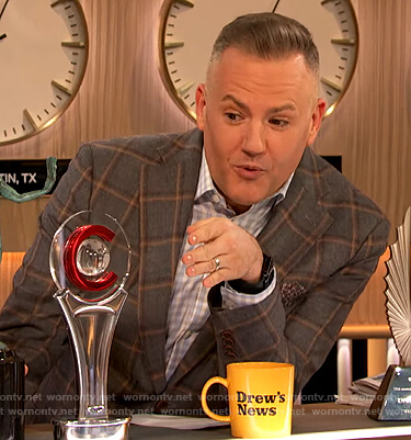 Ross’s gray check blazer on The Drew Barrymore Show