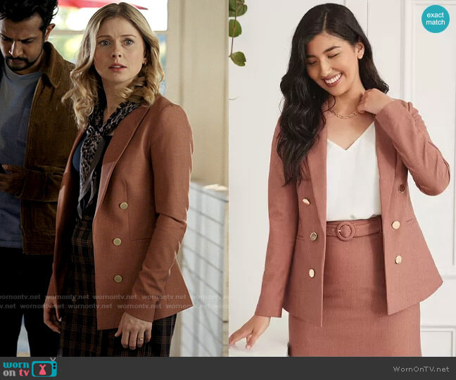 Rw&Co Birdseye Faux Double-Breasted Blazer worn by Sam (Rose McIver) on Ghosts