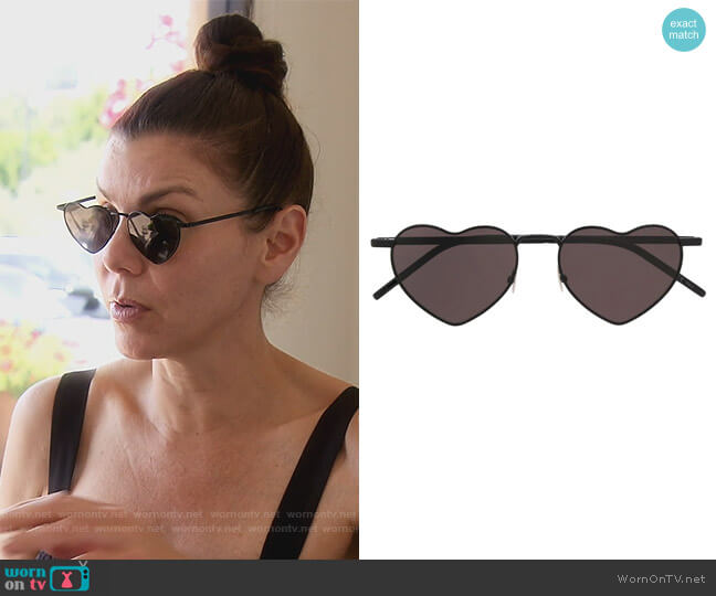 Heart Frame Sunglasses by Saint Laurent worn by Heather Dubrow on The Real Housewives of Orange County