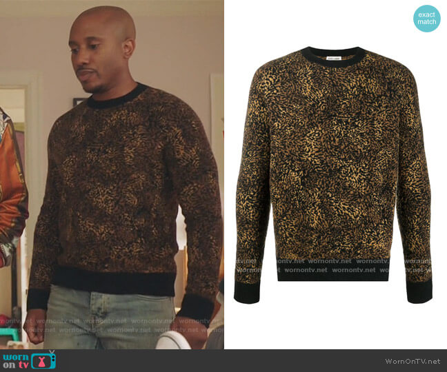 Leopard Print Sweater by Saint Laurent worn by Gary Williams (Chris Redd) on Kenan