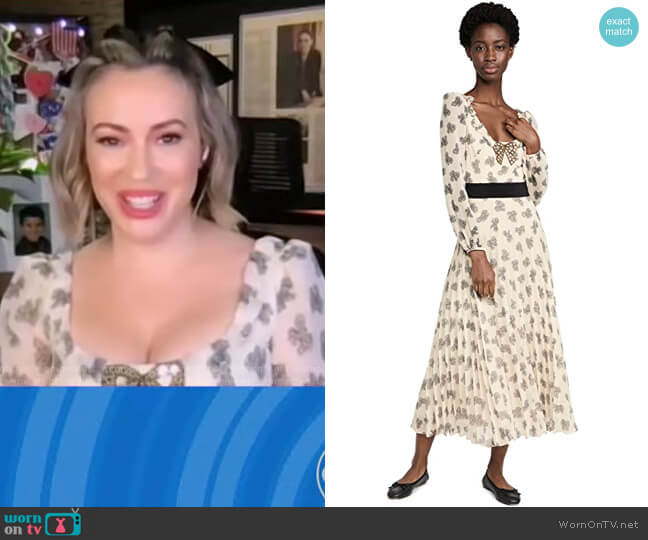 WornOnTV: Alyssa Milano’s ivory bow print dress on Good Morning America