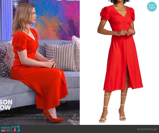Margot Dress by Saloni worn by Rose McIver on The Kelly Clarkson Show