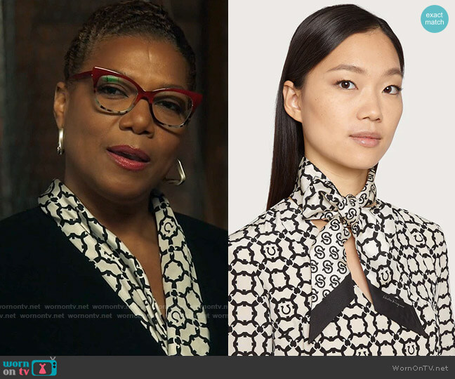 Salvatore Ferragamo Gancini Galore print silk twilly worn by Robyn McCall (Queen Latifah) on The Equalizer