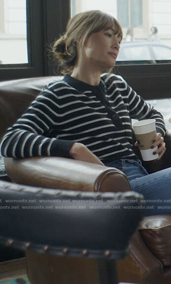 Sarah’s striped polo sweater on Pivoting