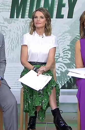 Savannah's white top and green floral skirt on Today