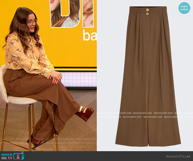 Extra Wide Leg Trousers by Schiaparelli worn by Drew Barrymore on The Drew Barrymore Show