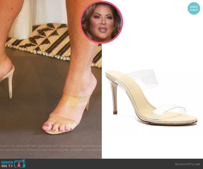 Ariella Sandals by Schutz worn by Emily Simpson on The Real Housewives of Orange County