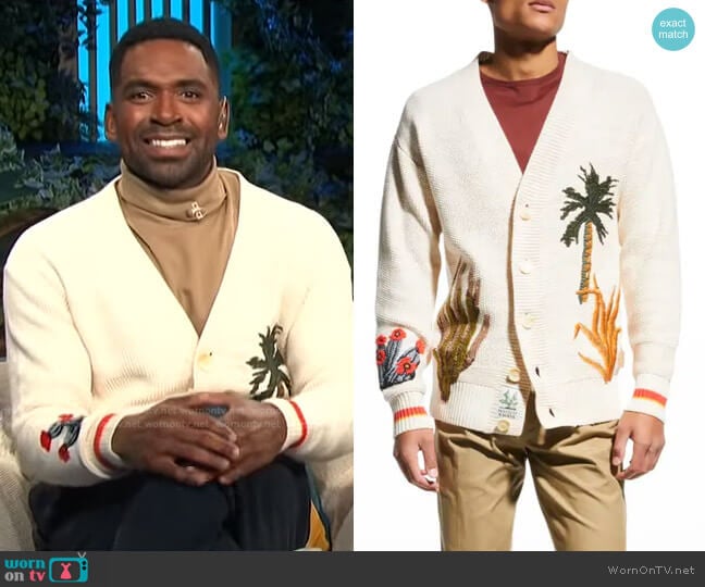 Embroidered Cardigan by Scotch & Soda worn by Justin Sylvester on E! News