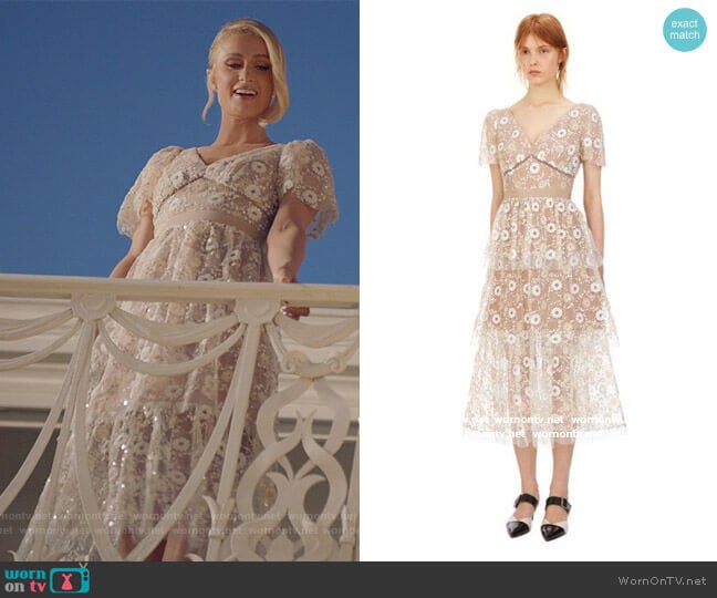 Floral Lace Dress by Self Portrait  worn by Paris Hilton on Paris in Love