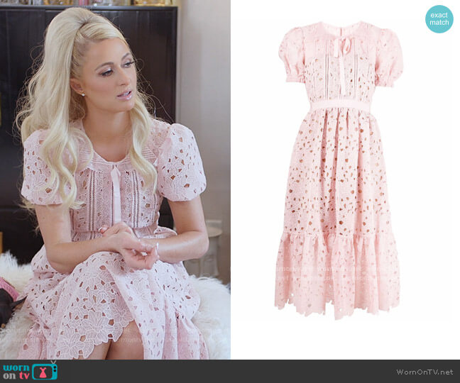 Lace Midi Dress by Self Portrait worn by Paris Hilton on Paris in Love