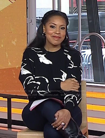 Sheinelle’s black floral sweater on Today