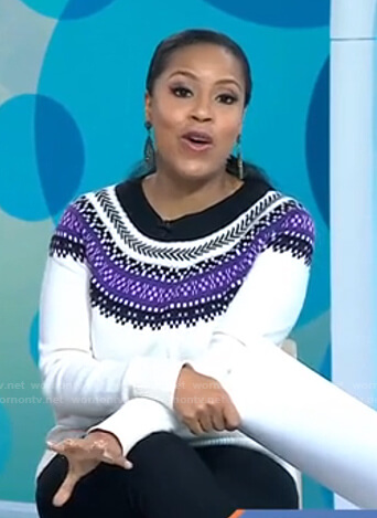 Sheinelle's white fair isle sweater on Today